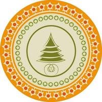 Isolated colorful christmas sticker in circular shape. vector
