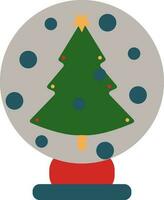 Merry christmas glass ball with fir tree. vector