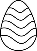 Wavy Pattern Egg Icon in black line art. vector