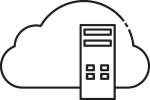 Cloud Server Icon In Black Line Art. vector