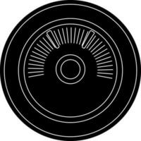 Black and white speedometer in flat style. Glyph icon or symbol. vector