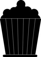 Black and white popcorn in flat style. Glyph icon or symbol. vector