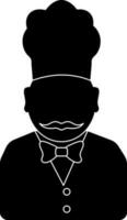Black and white character of faceless chef. Glyph icon or symbol. vector