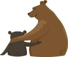 Character of father bear with cub. vector