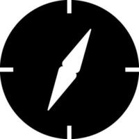 Black and white icon of compass in flat style. vector