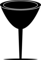 Cocktail glass in Black and white color. Glyph icon or symbol. vector