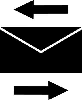 Flat style sending envolope in black and white color. vector