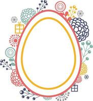 Easter egg on colorful floral elements. vector