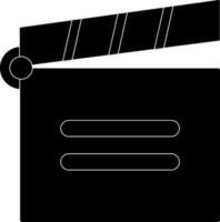 Flat style Black and white clapperboard. Glyph icon or symbol. vector