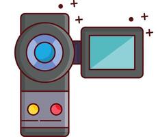 ilustración de vector de cámara de video en un fondo. símbolos de calidad premium. iconos vectoriales para concepto y diseño gráfico.