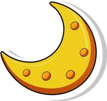 Isolated Orange Crescent Moon In Sticker Or Label Style. vector