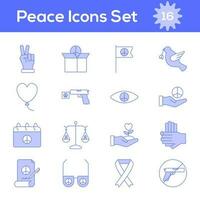 Blue And White Color Set of Peace Icon In Flat Style. vector