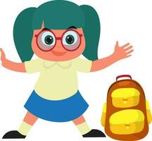 dibujos animados personaje de niña con bolsa. vector