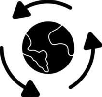 Save Earth or Conserving the Environment, Black and White icon. vector