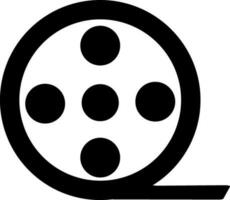 Black and white icon of flim reel for movie and entertainment concept. vector