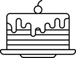 Flat Style Round Cake On Plate Icon In Line Art. vector