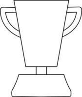 Black line art trophy cup award on white background. vector