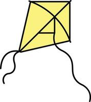 Flat Illustration Of Yellow Kite Flying Icon. vector
