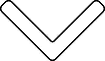 Black Linear Style Triangle Down Arrow Icon. vector