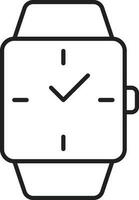 Black Outline Illustration Of Watch Icon. vector