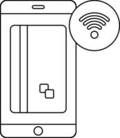 Linear Style NFC Smartphone icon In Flat Style. vector