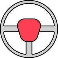 Flat Steering Icon In Grey And Red Color. vector