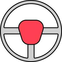 Flat Steering Icon In Grey And Red Color. vector