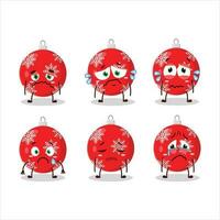 Christmas ball red cartoon character with sad expression vector