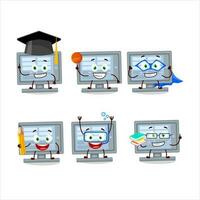 School student of monitor cartoon character with various expressions vector