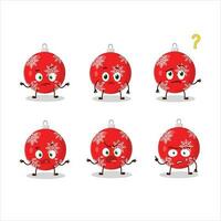 Cartoon character of christmas ball red with what expression vector