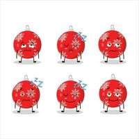 Cartoon character of christmas ball red with sleepy expression vector