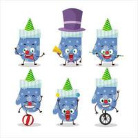 Cartoon character of blue gloves with various circus shows vector