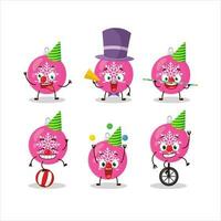 Cartoon character of christmas ball pink with various circus shows vector