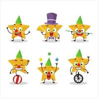 Cartoon character of new yellow stars with various circus shows vector