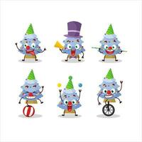 Cartoon character of blue christmas tree with various circus shows vector