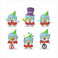 Cartoon character of snowball with gift with various circus shows vector