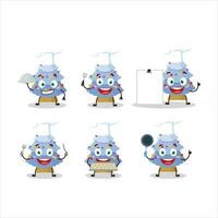 Cartoon character of blue christmas tree with various chef emoticons vector