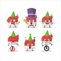 Cartoon character of red santa hat with various circus shows vector