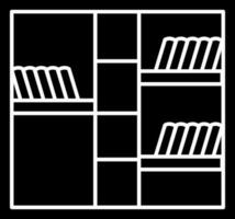 Black and White book shelves or library icon in flat style. vector