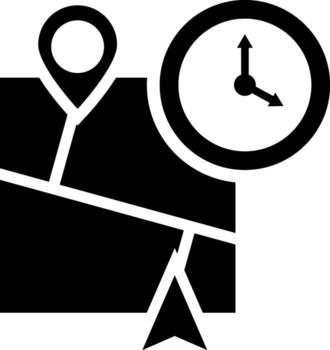 Map navigation with timer icon in Black and White color. vector