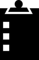 negro y blanco portapapeles icono en plano estilo. vector