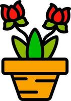 Orange lotus flower plant icon in flat style. vector