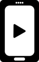 Video player sign with smartphone Black and White icon. vector