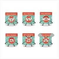 25th december calendar cartoon character with various angry expressions vector