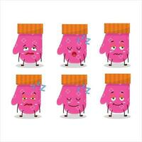 Cartoon character of pink gloves with sleepy expression vector