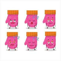 Cartoon character of pink gloves with sleepy expression vector