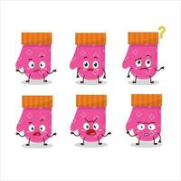 Cartoon character of pink gloves with what expression vector