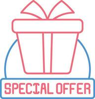 Special Offer Ribbon with Gift Box Icon in Thin Line Art. vector