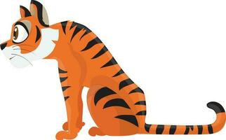 Cartoon character of tiger in flat style. vector