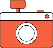 Isolated Camera Icon in White and Orange Color. vector